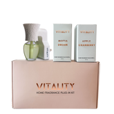 Vitality plug-in fragrance device with Motia Dream & Apple Cranberry bottles