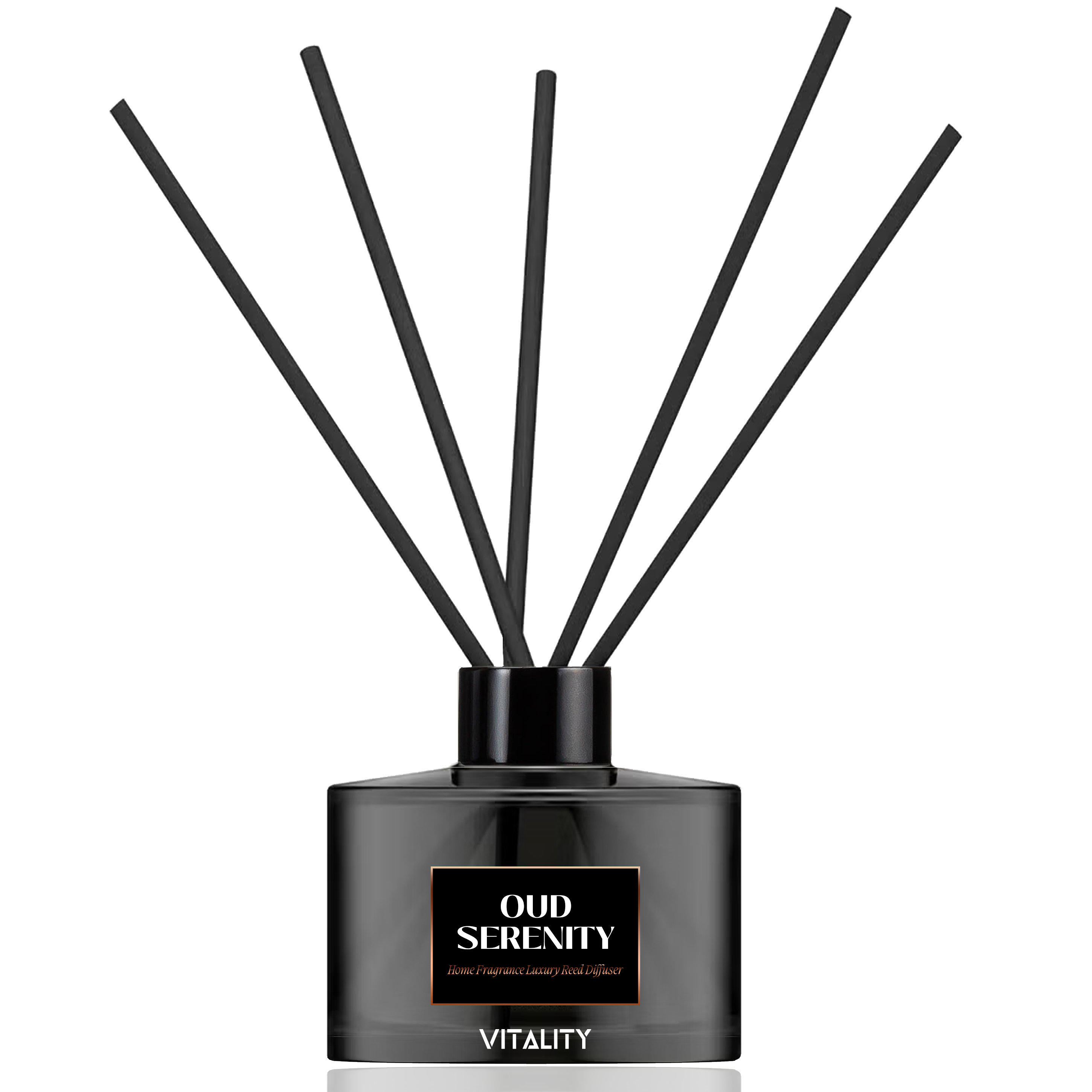 Oud Serenity fragrance diffuser displayed in luxury packaging