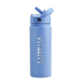 Powder Coated Water Bottle - Blue Straw
