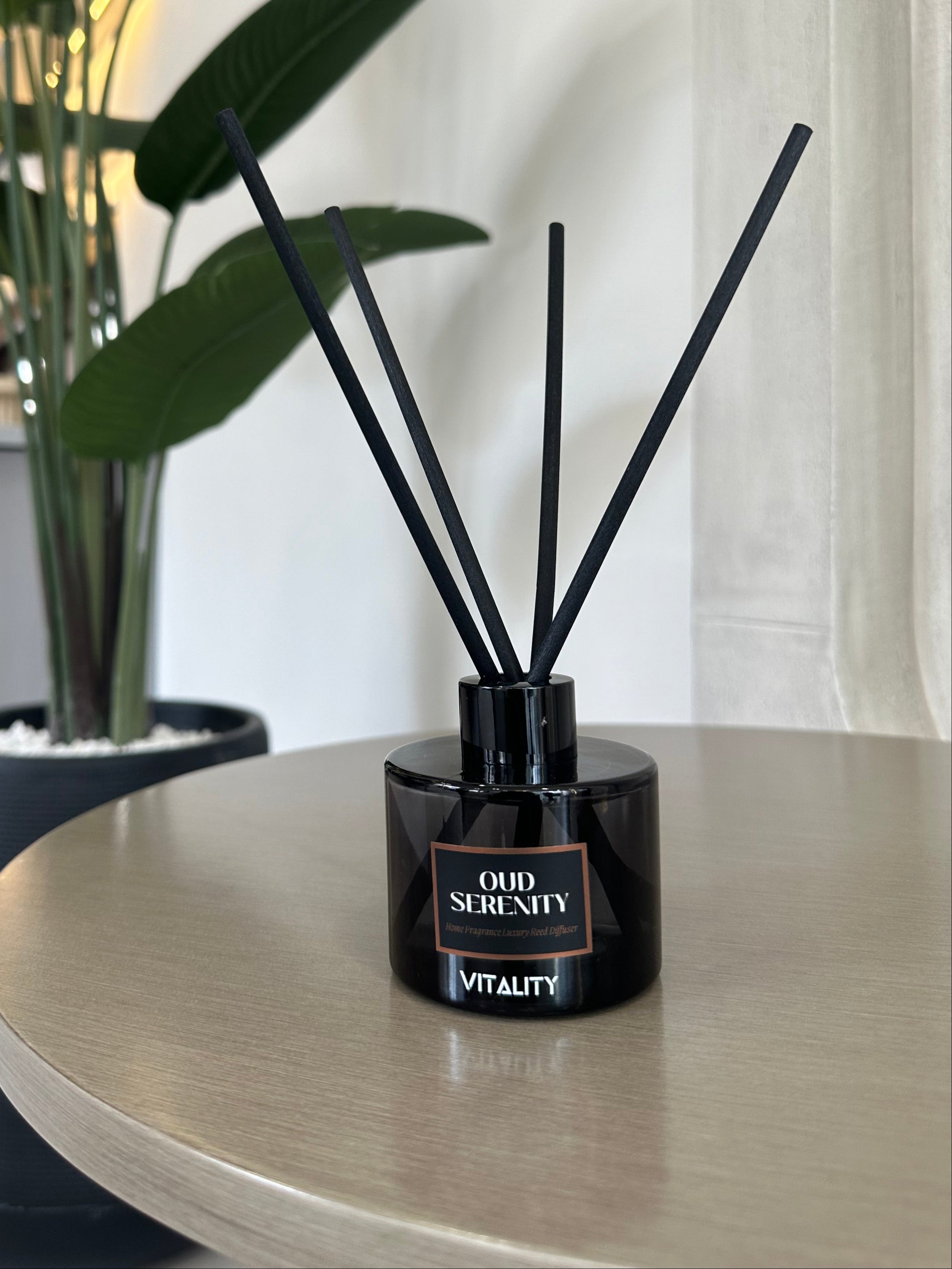 Vitality Oud Serenity reed diffuser for elegant home scenting