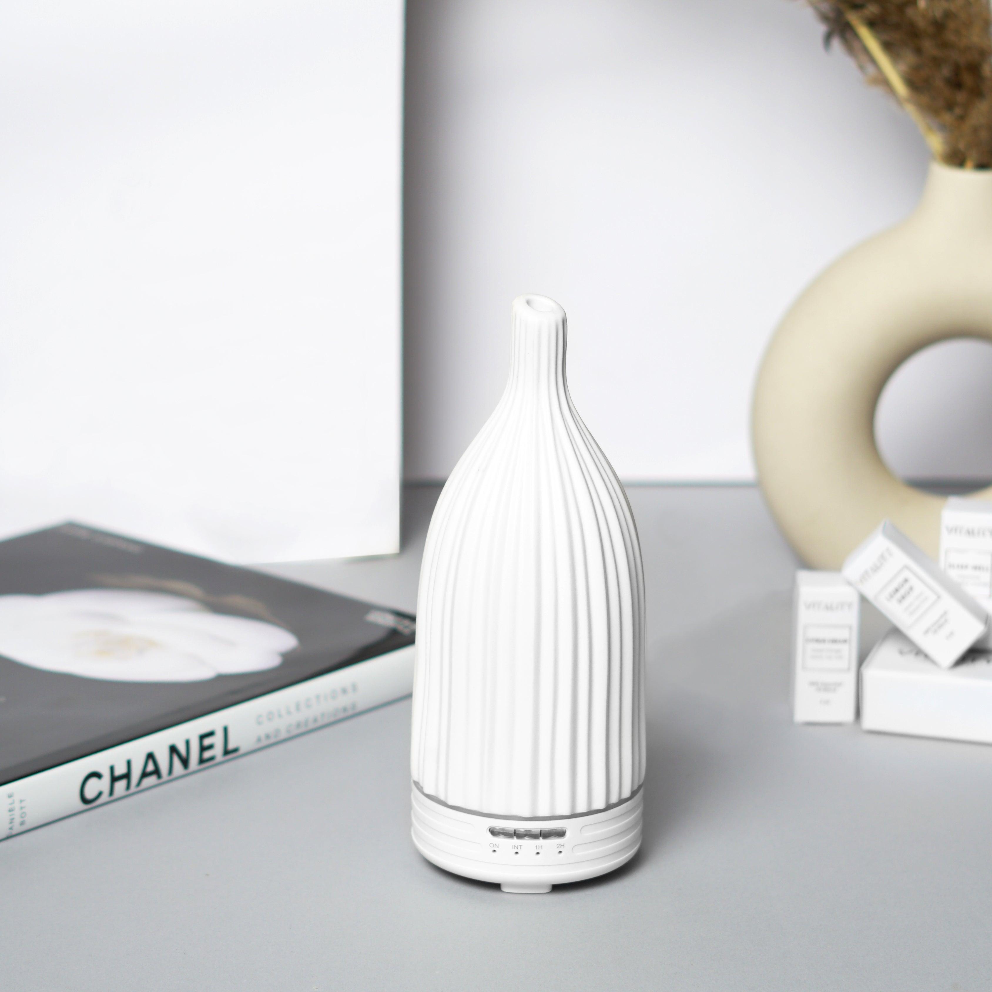 White ceramic striped aroma diffuser