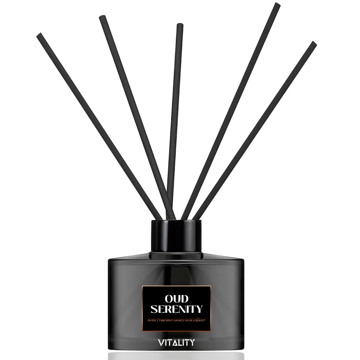 Oud Serenity fragrance diffuser displayed in luxury packaging