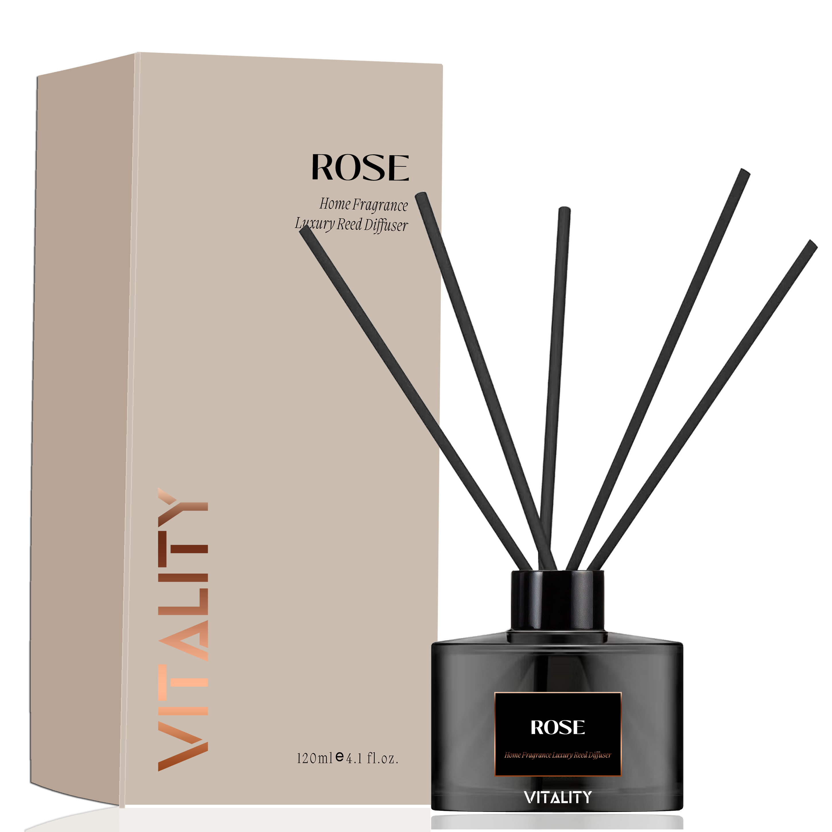 Luxury Rose Reed Diffuser set with 120 ml fragrance and reeds