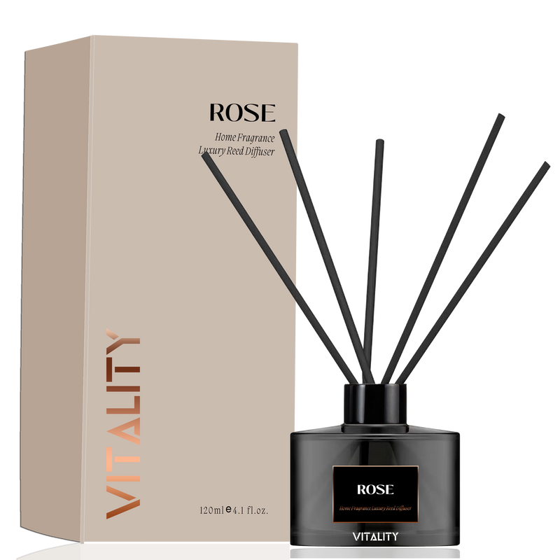 Luxury Rose Reed Diffuser set with 120 ml fragrance and reeds