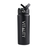 Powder Coated Water Bottle - Black Straw