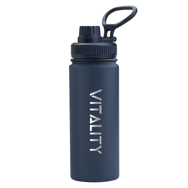 Powder Coated Water Bottle - Dark Blue Spout