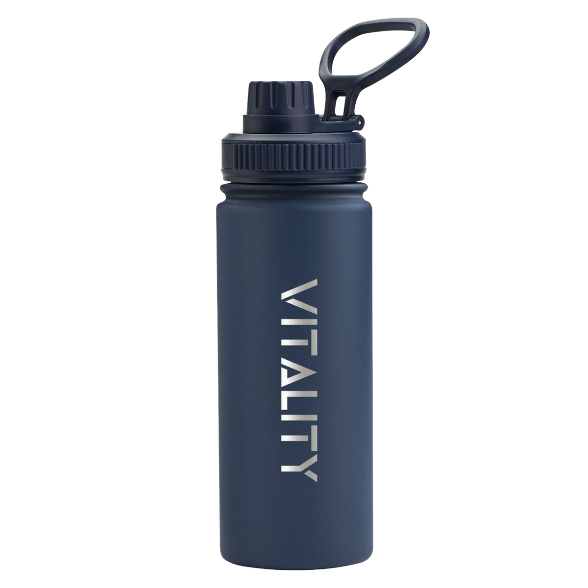 Powder Coated Water Bottle - Dark Blue Spout