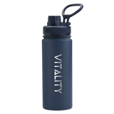 Powder Coated Water Bottle - Dark Blue Spout