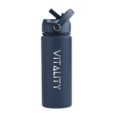 Powder Coated Water Bottle - Dark Blue Straw