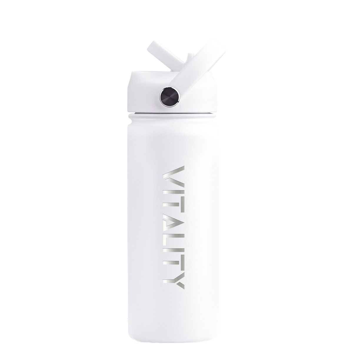 Powder Coated Water Bottle - White Straw