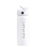 Powder Coated Water Bottle - White Straw