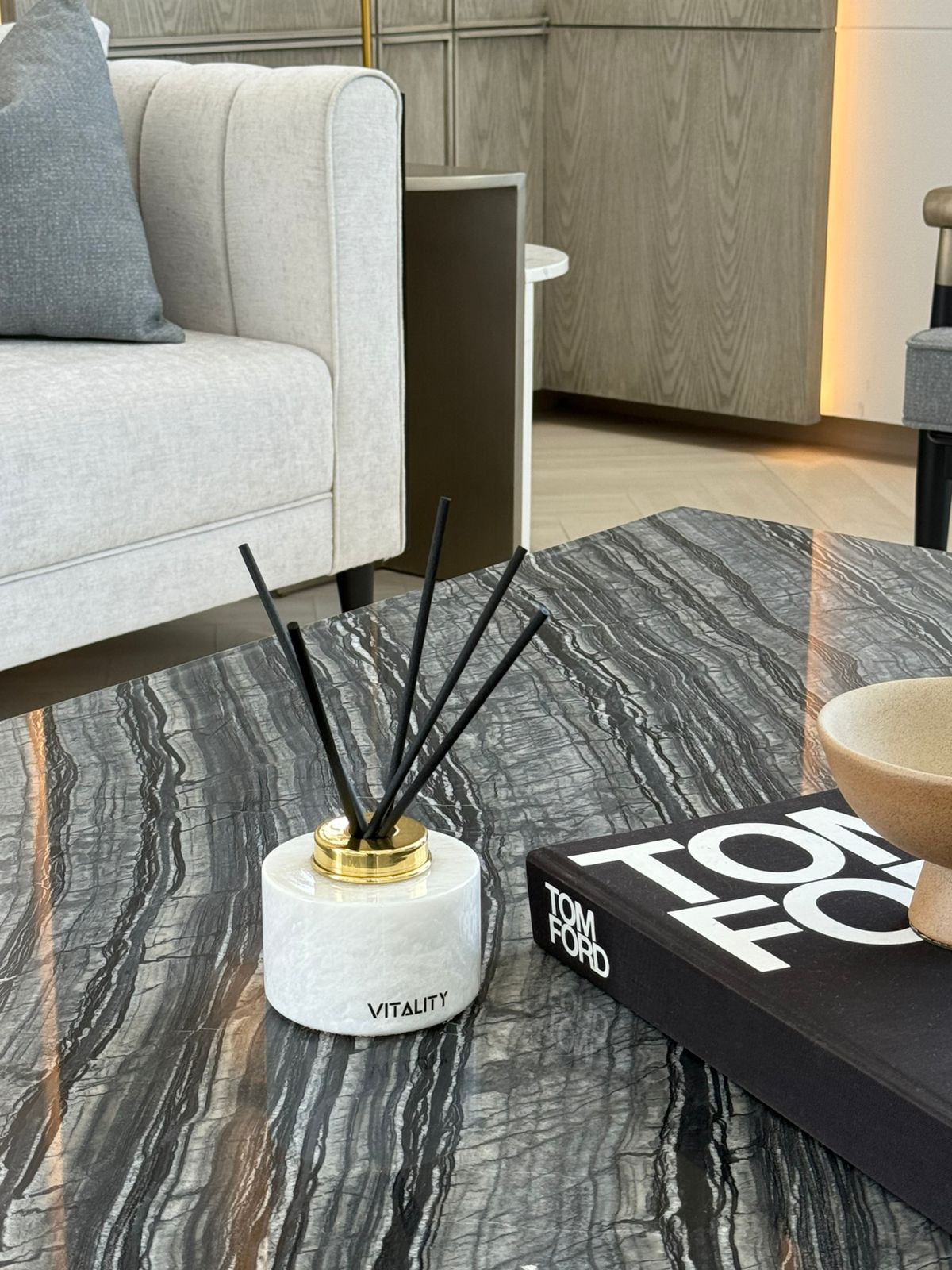 Luxury marble finish reed diffuser set for home, office 